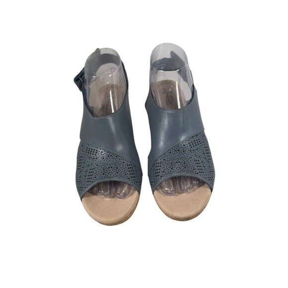 Clarks Lafley Joy Color Blue Grey Sandals Wedge Size 8.5 - Picture 2 of 16